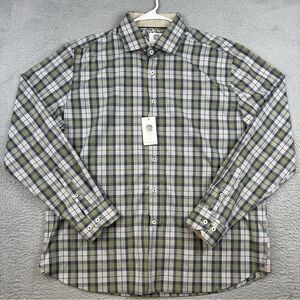 Society Of Threads Shirt Mens‎ Extra Large Green Plaid Button Up Business Office